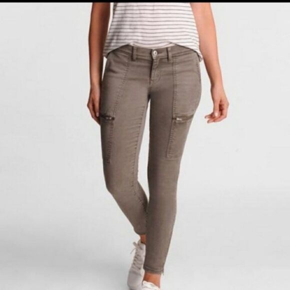 Lila Ryan Jeans Women Size 14 Army Green Mid-Rise Ida Cargo Moto Utility Skinny - Picture 1 of 8